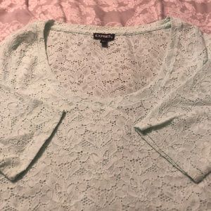 Express Fitted Lace 3/4 Sleeve Top - Size Large